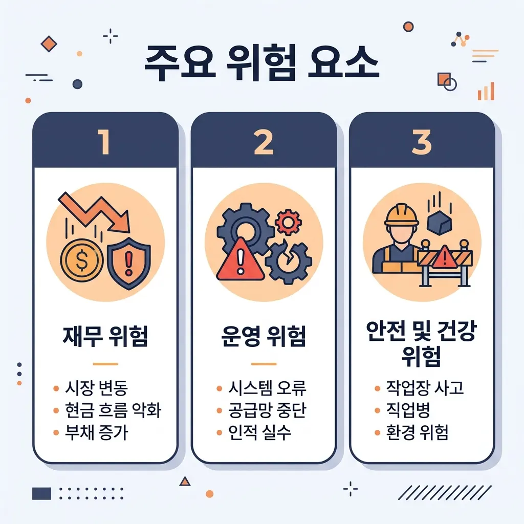 우주항공 관련주의 주요 리스크 세 가지를 정리한 이미지