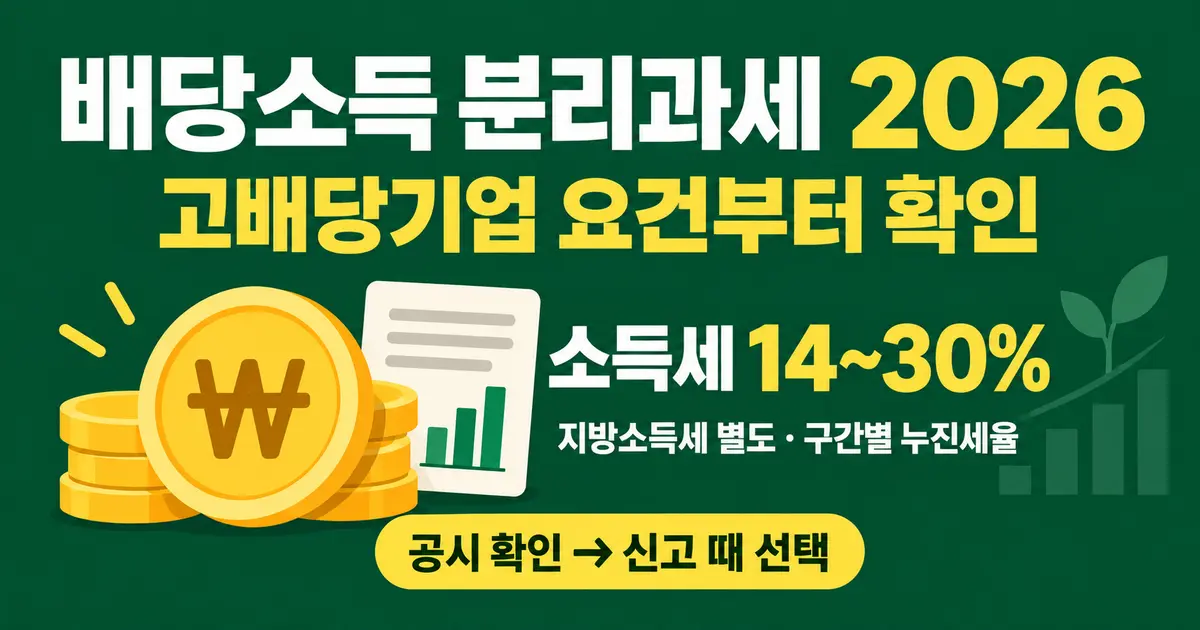 배당소득 분리과세 2026, 대상 확인과 세액 계산