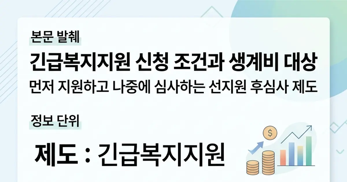 긴급복지지원 2026 신청 조건과 생계비 대상