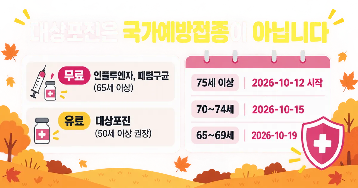 대상포진은 국가예방접종이 아닙니다 — 2026-2027절기 무료 대상