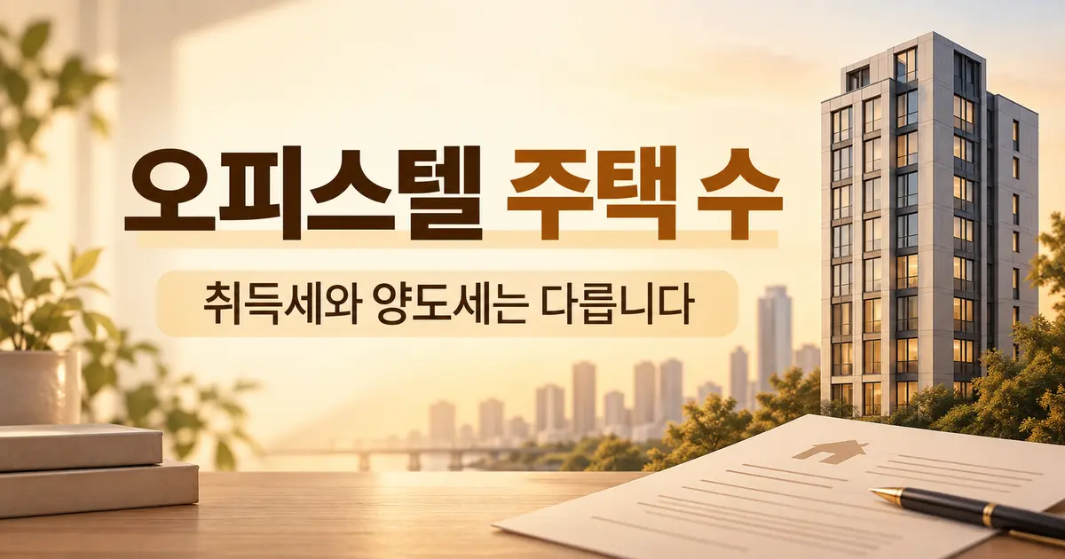 오피스텔 주택 수, 취득세 1억원 기준을 양도세에 쓰면 안 됩니다