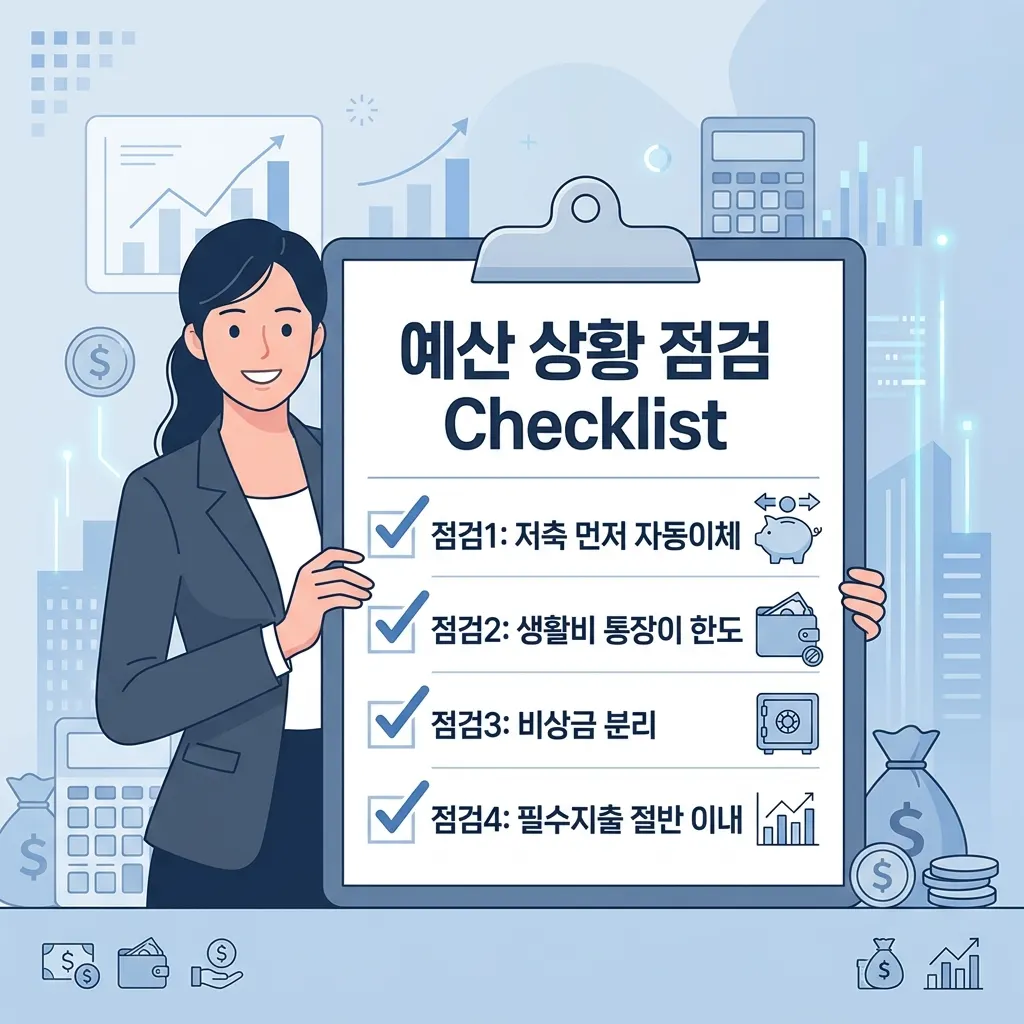 월급 관리 통장 쪼개기와 예산 배분을 점검하는 체크리스트 이미지