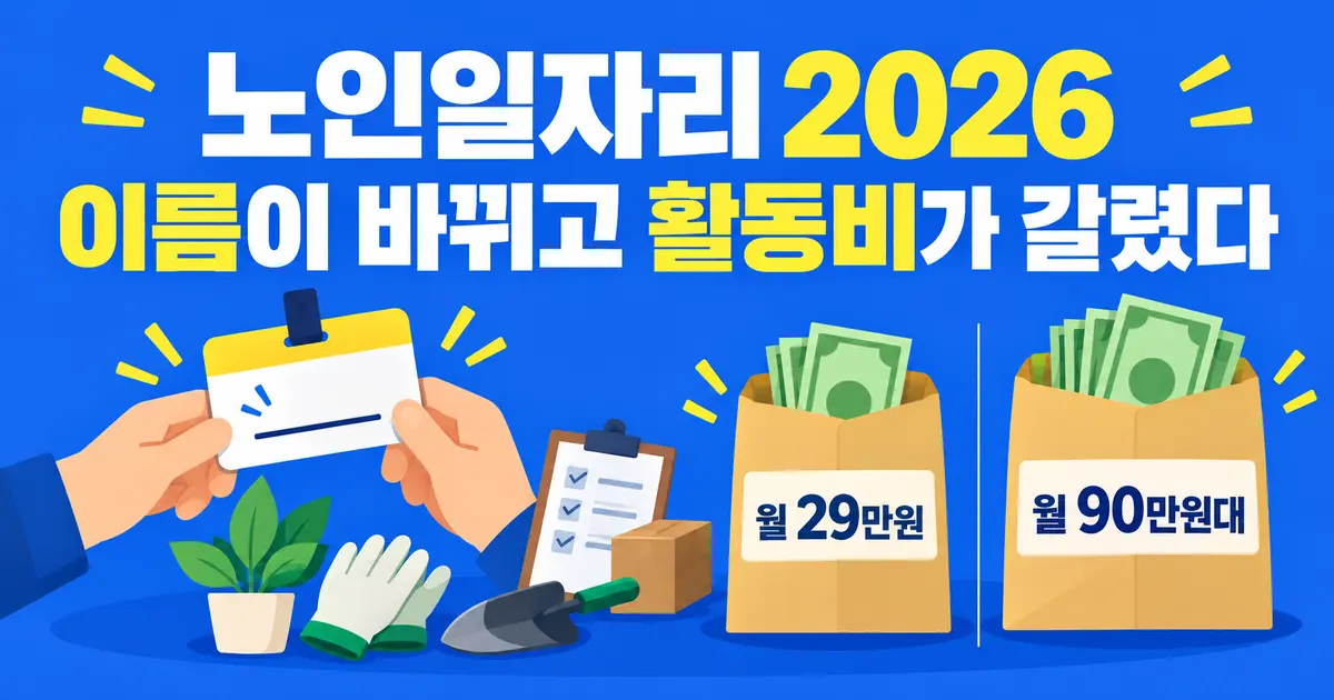 노인일자리 2026, 유형 이름이 바뀌고 활동비가 갈렸습니다