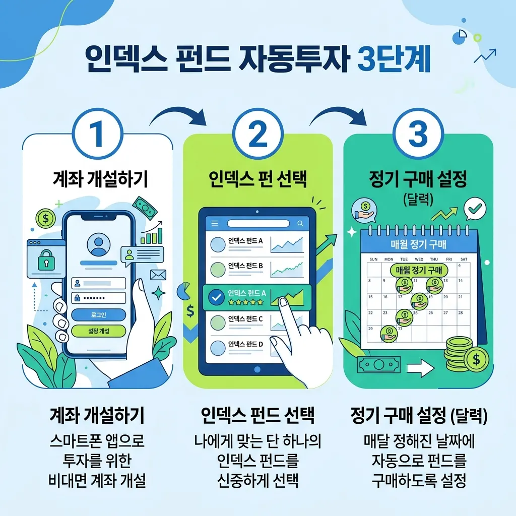 증권 계좌 개설부터 첫 매수까지 소액 ETF 투자 시작 절차 단계 도식