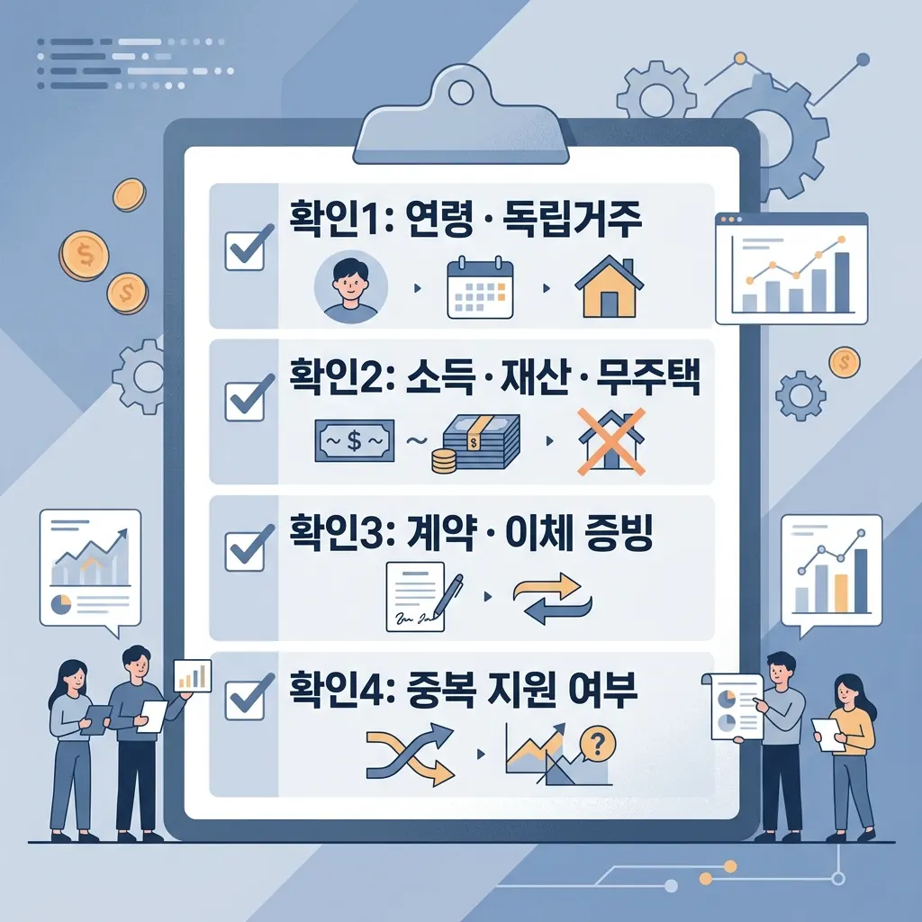 청년 월세 지원 신청 전 확인해야 할 체크리스트 항목 도식